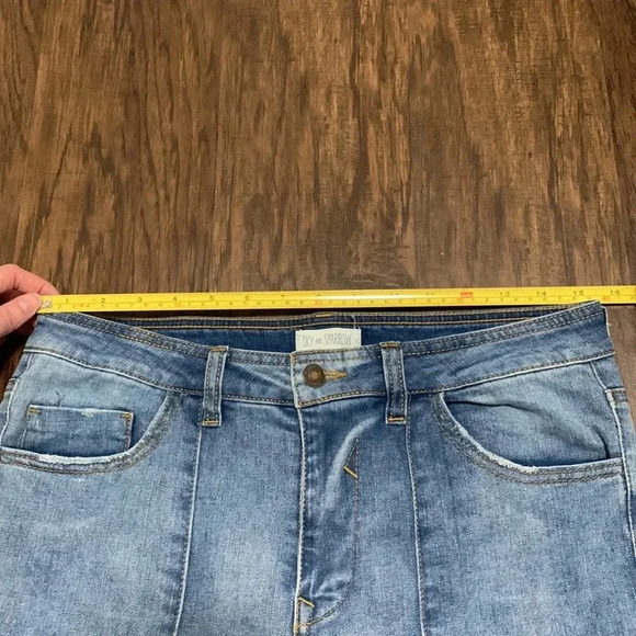 Sky and Sparrow Denim Blue Frayed Hem Jeans - Picture 8 of 12